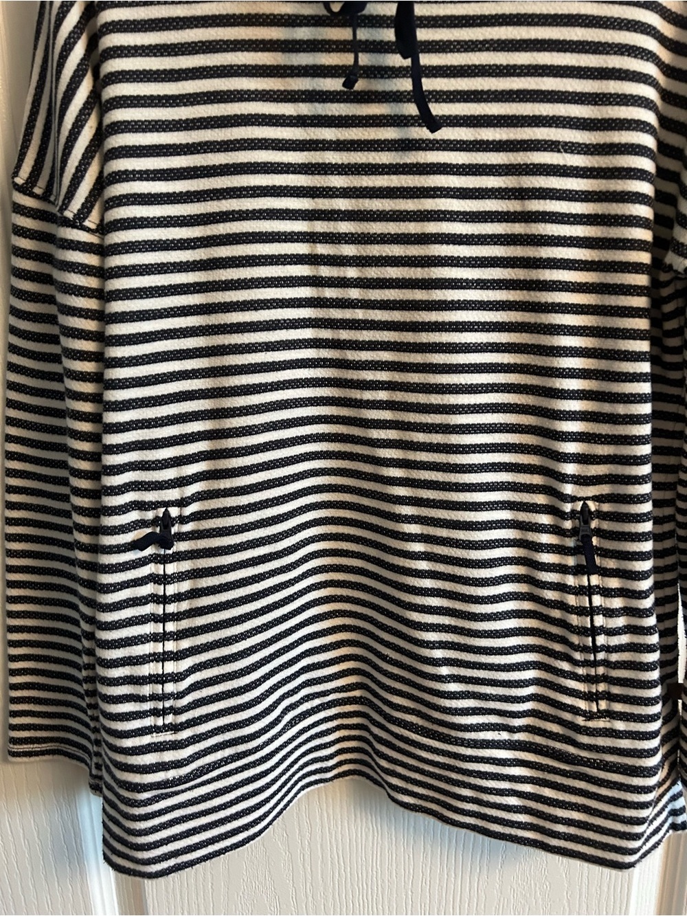 Talbots Black and White Striped Cowl Neck Sweater - Picture 2 of 5